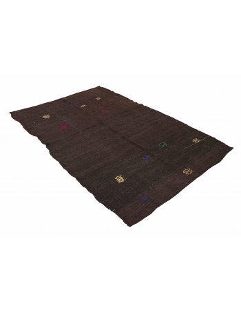 Dark Brown Vintage Kilim Rug - 5`5″ x 8`8″