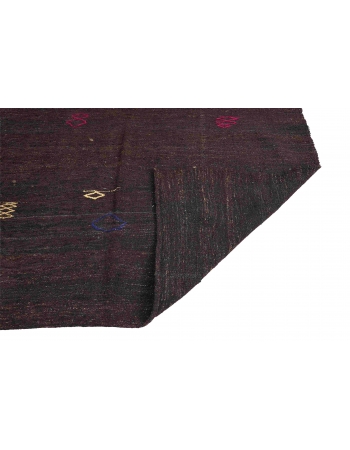 Dark Brown Vintage Kilim Rug - 5`5″ x 8`8″