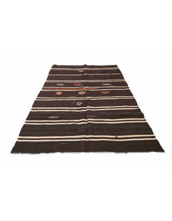 Vintage Turkish Decorative Kilim Rug - 5`6″ x 9`10″