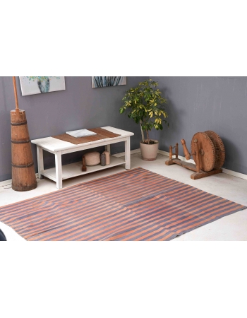 Striped Vintage Decorative Kilim Rug - 5`6″ x 6`11″