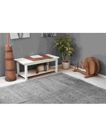 Gray Vintage Turkish Modern Kilim  - 6`7″ x 7`10″