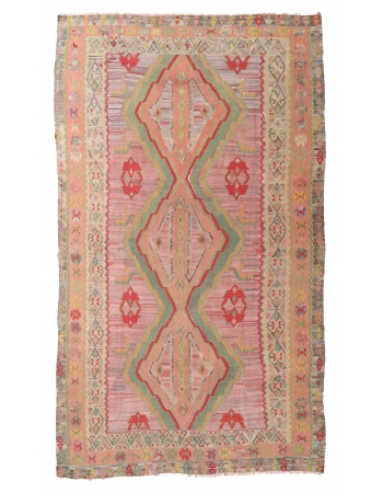 Large Vintage Turkish Kilim Rug - 7`11″ x 14`1″