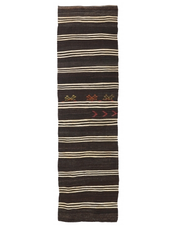 Striped Vintage Decorative Kilim Runner - 3`5″ x 13`3″