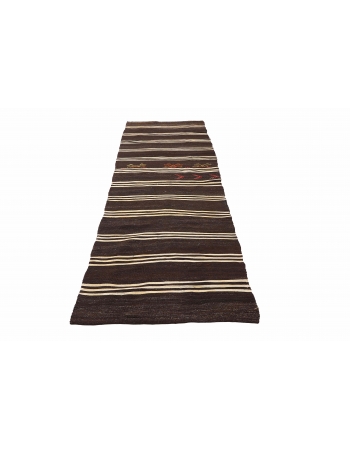 Striped Vintage Decorative Kilim Runner - 3`5″ x 13`3″