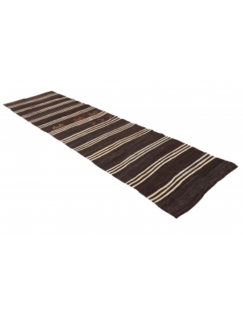 Striped Vintage Decorative Kilim Runner - 3`5″ x 13`3″