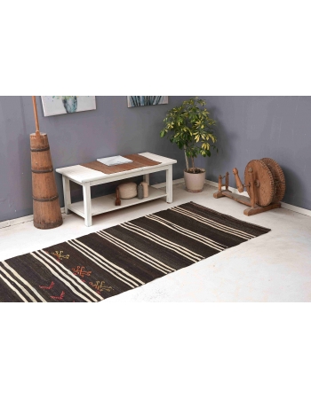 Striped Vintage Decorative Kilim Runner - 3`5″ x 13`3″
