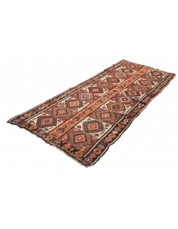 Decorative Vintage Turkish Kars Kilim Rug - 4`0″ x 10`9″
