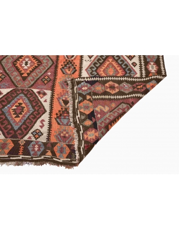 Decorative Vintage Turkish Kars Kilim Rug - 4`0″ x 10`9″