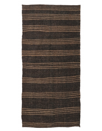 Brown Vintage Striped Kilim Rug - 4`4″ x 9`0″