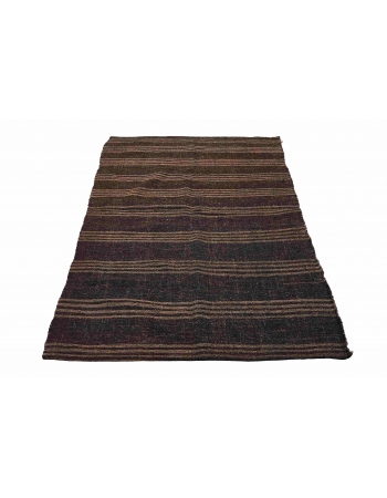 Brown Vintage Striped Kilim Rug - 4`4″ x 9`0″