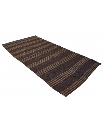 Brown Vintage Striped Kilim Rug - 4`4″ x 9`0″