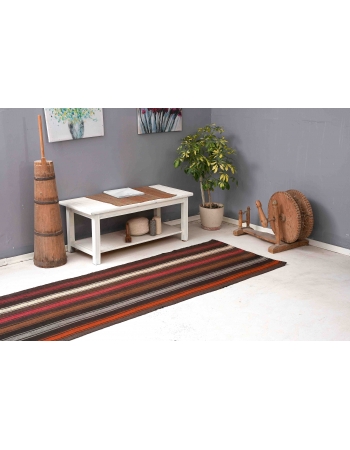 Striped Vintage Long Kilim Runner - 3`0″ x 20`2″