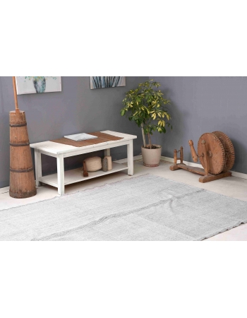 Silver Gray Vintage Kilim Rug - 5`11″ x 8`2″