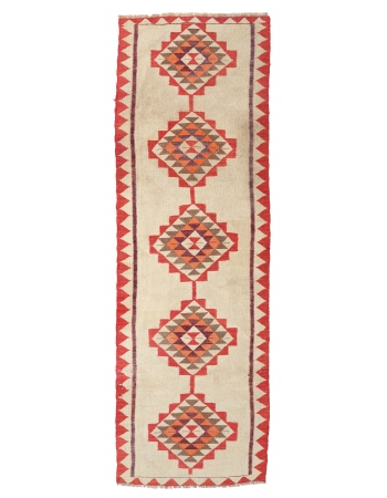Vintage Decorative Kilim Runner - 3`3″ x 10`6″