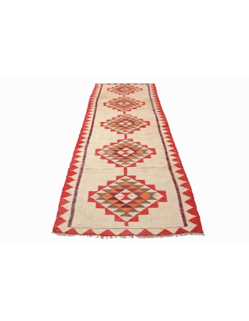Vintage Decorative Kilim Runner - 3`3″ x 10`6″