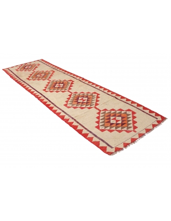 Vintage Decorative Kilim Runner - 3`3″ x 10`6″
