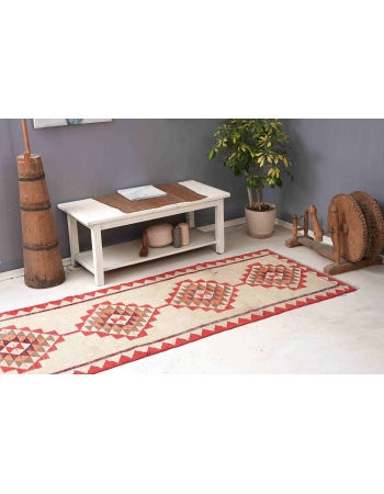 Vintage Decorative Kilim Runner - 3`3″ x 10`6″