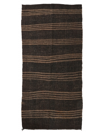 Vintage Brown Striped Kilim Rug - 4`2″ x 8`6″