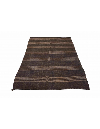 Vintage Brown Striped Kilim Rug - 4`2″ x 8`6″