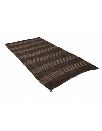 Vintage Brown Striped Kilim Rug - 4`2″ x 8`6″