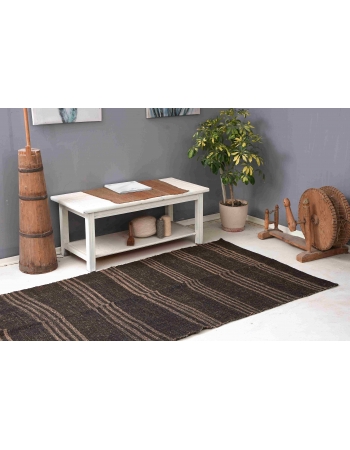Vintage Brown Striped Kilim Rug - 4`2″ x 8`6″