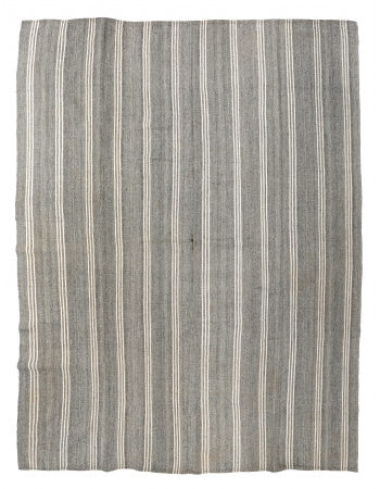 Large Vintage Gray Kilim Rug - 9`5″ x 12`2″ Large Vintage Gray Kilim Rug - 9`5″ x 12`2″