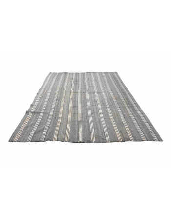 Large Vintage Gray Kilim Rug - 9`5″ x 12`2″