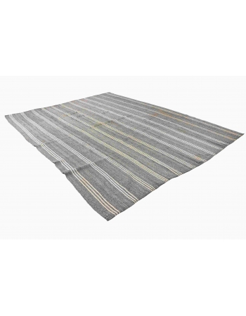 Large Vintage Gray Kilim Rug - 9`5″ x 12`2″