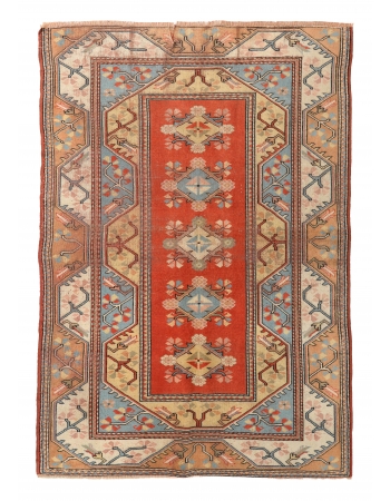 Vintage Turkish Milas Carpet - 5`1″ x 7`7″