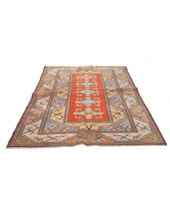 Vintage Turkish Milas Carpet - 5`1″ x 7`7″