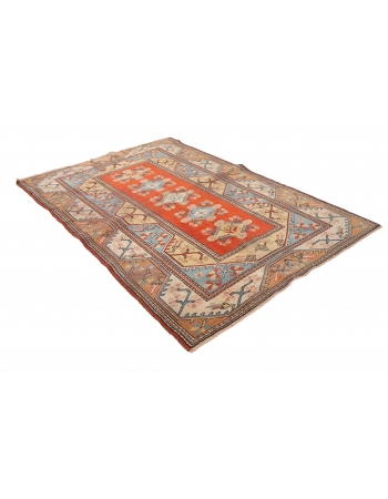 Vintage Turkish Milas Carpet - 5`1″ x 7`7″