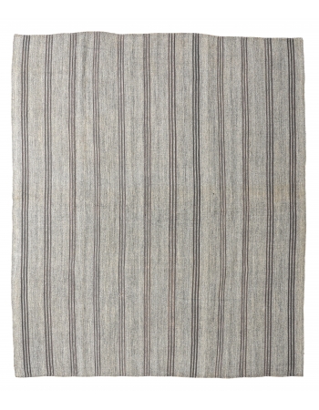Gray Vintage Large Turkish Kilim Rug - 8`8″ x 10`2″