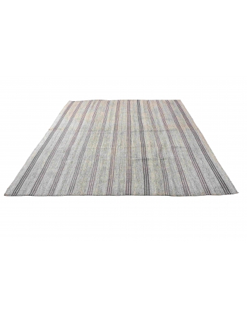 Gray Vintage Large Turkish Kilim Rug - 8`8″ x 10`2″