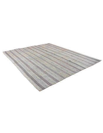 Gray Vintage Large Turkish Kilim Rug - 8`8″ x 10`2″