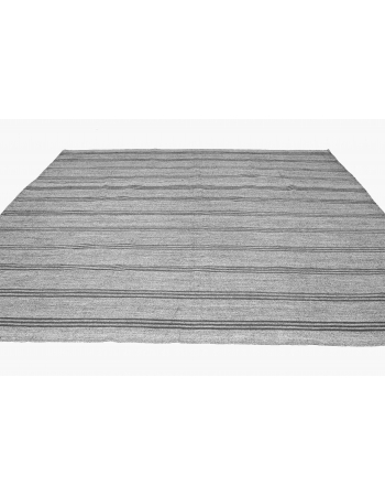 Gray Vintage Large Turkish Kilim Rug - 8`8″ x 10`2″