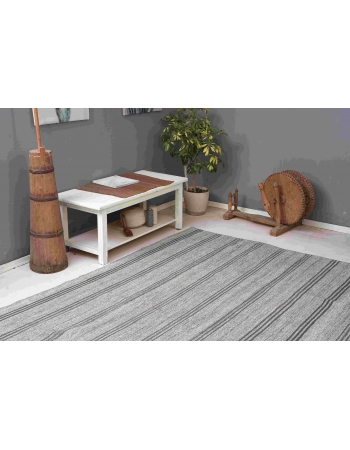 Gray Vintage Large Turkish Kilim Rug - 8`8″ x 10`2″