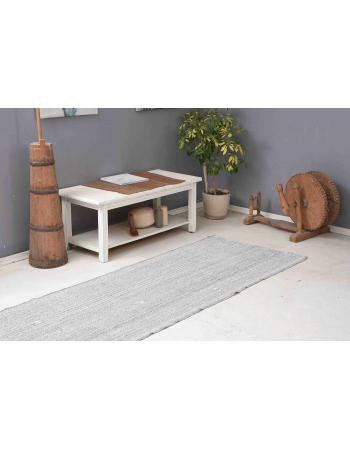 Vintage Gray Modern Kilim Runner - 3`0″ x 12`0″