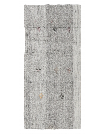 Small Vintage Gray Kilim Rug - 3`0″ x 6`0″