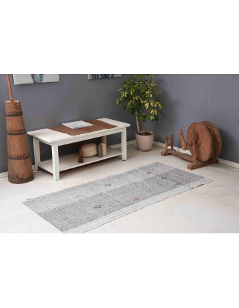 Small Vintage Gray Kilim Rug - 3`0″ x 6`0″