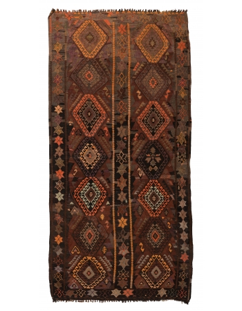 Vintage Unique Kars Kilim Rug - 5`1″ x 10`6″