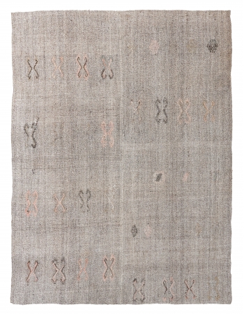 Vintage Gray Modern Kilim Rug - 6`5″ x 8`1″