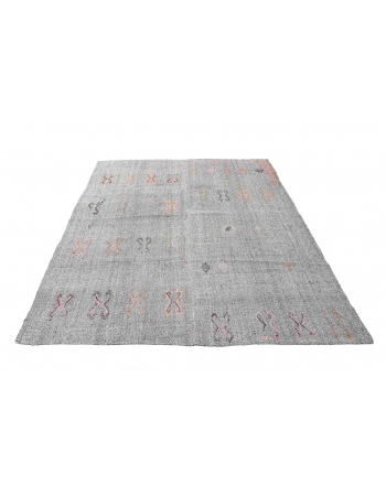 Vintage Gray Modern Kilim Rug - 6`5″ x 8`1″