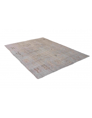 Vintage Gray Modern Kilim Rug - 6`5″ x 8`1″
