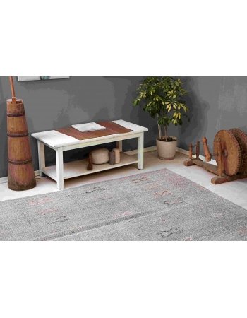 Vintage Gray Modern Kilim Rug - 6`5″ x 8`1″