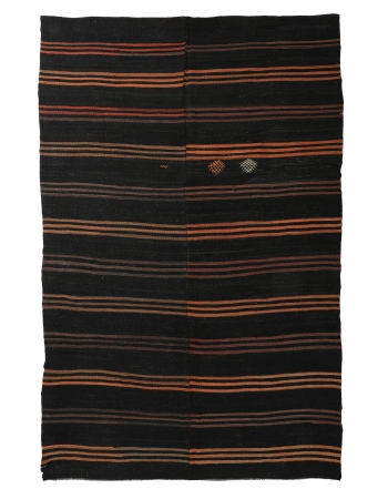Large Vintage Brown & Orange Kilim Rug - 8`4″ x 12`10″