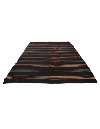 Large Vintage Brown & Orange Kilim Rug - 8`4″ x 12`10″