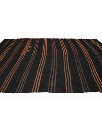 Large Vintage Brown & Orange Kilim Rug - 8`4″ x 12`10″