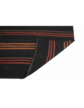 Large Vintage Brown & Orange Kilim Rug - 8`4″ x 12`10″