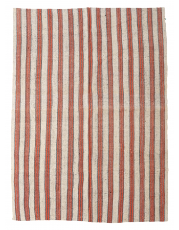 Vintage Orange & White Kilim Rug - 7`5″ x 10`2″