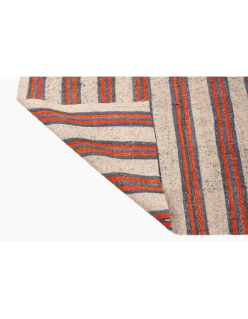 Vintage Orange & White Kilim Rug - 7`5″ x 10`2″